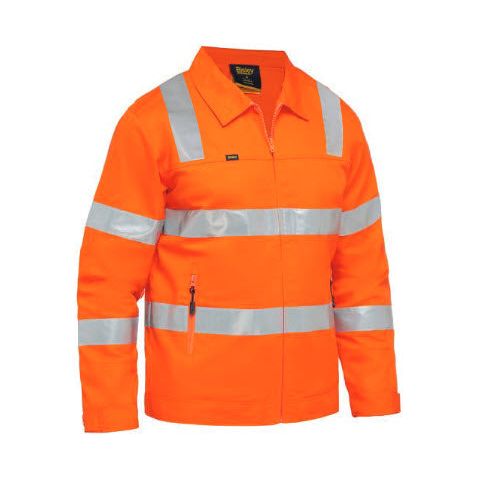 Bisley TAPED HI VIS DRILL JACKET WITH LIQUID REPELLENT FINISH - BJ6919T