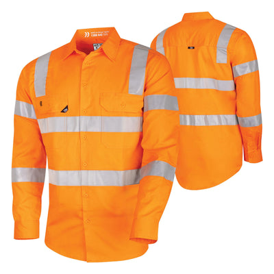 Tru Lightweight VIC Rail Hi-Vis Drill Shirt With Reflective Tape - CS1000T4