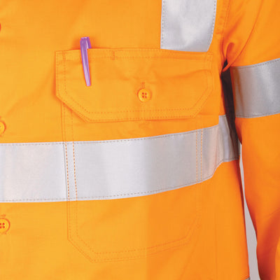 Tru Lightweight VIC Rail Hi-Vis Drill Shirt With Reflective Tape - CS1000T4