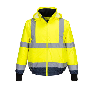 Port West Hi-Vis Essential 2-in-1 Bomber Jacket with tape