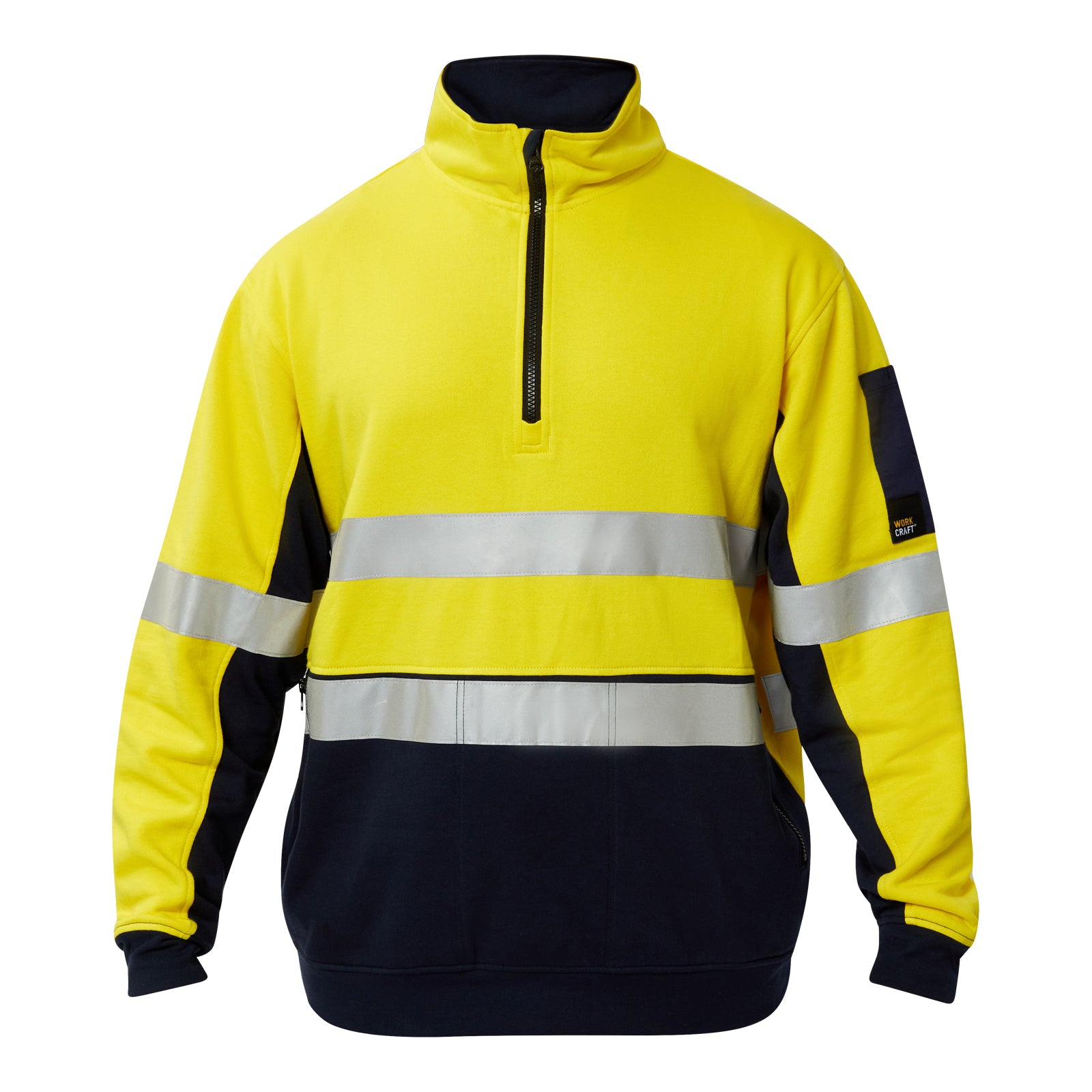 Work Craft HI VIS HALF ZIP COTTON REFLECTIVE PULLOVER - WT8018