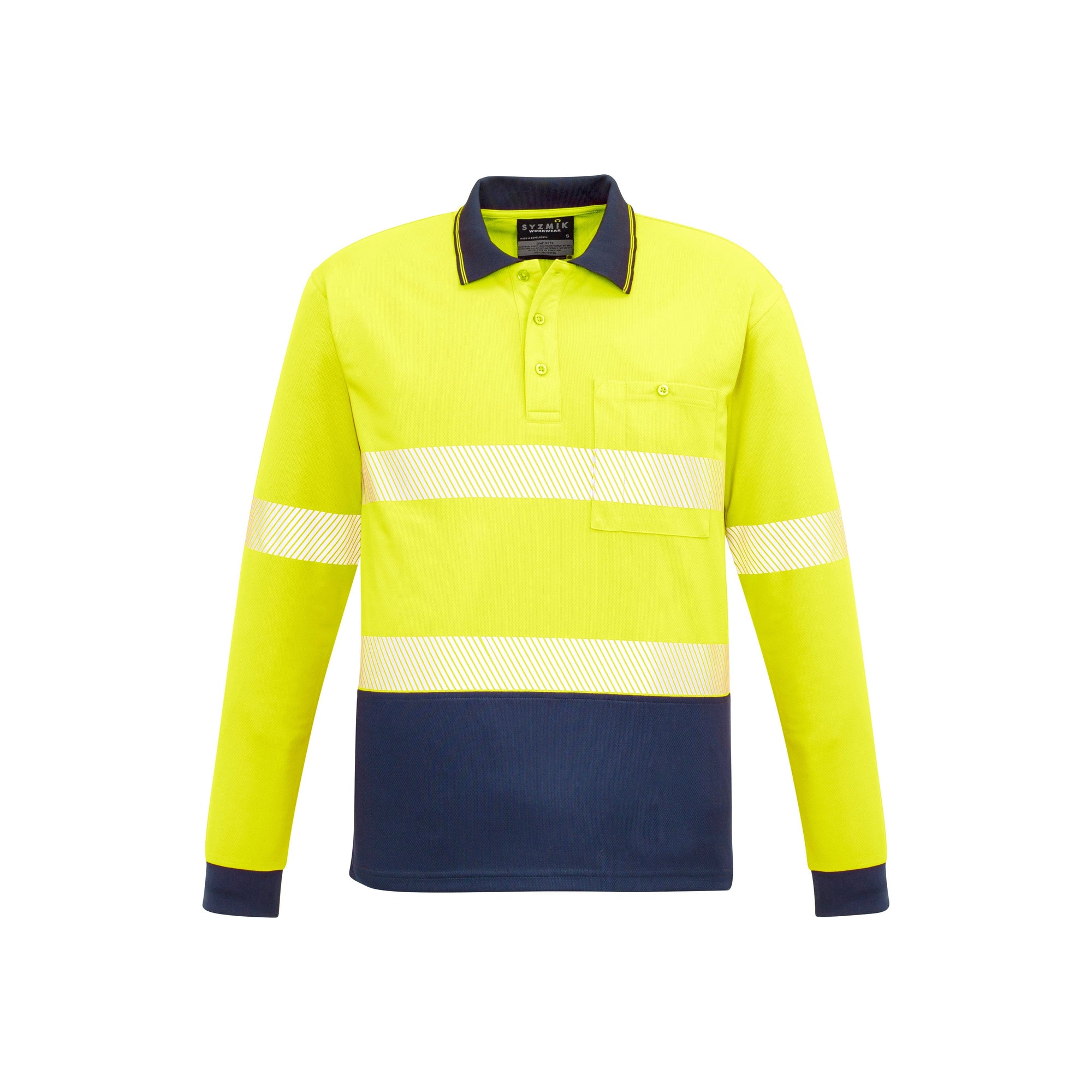 Syzmik Unisex Hi Vis Segmented Tape Long Sleeve Polo - ZH530