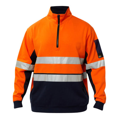 Work Craft HI VIS HALF ZIP COTTON REFLECTIVE PULLOVER - WT8018